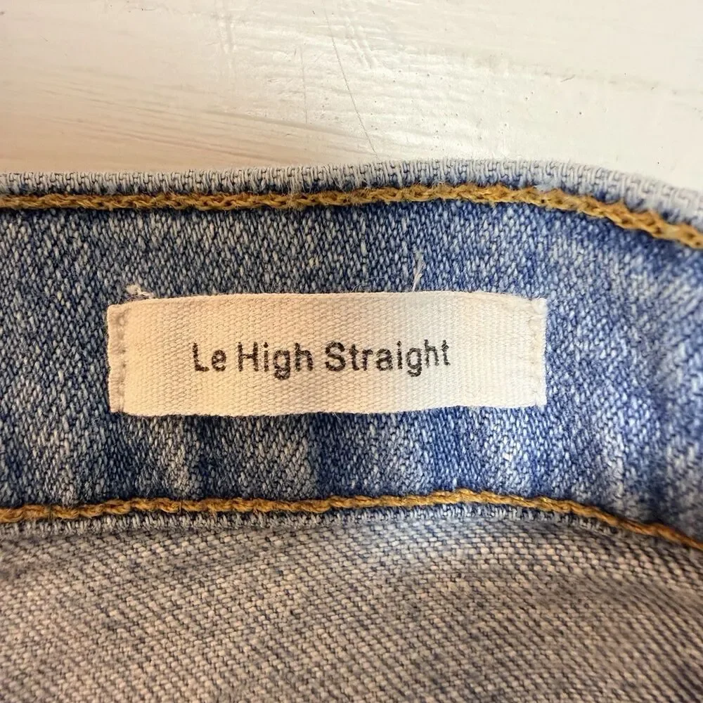 Frame Size 25 Le High Straight Jeans Blue Lightly Distressed Cropped Ankle